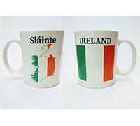 AwanHeart Irish Tricolour Flag Mug, Souvenir Ceramic Tea/Coffee Cup Green/White/Red, 11.5 x 8 x 9.5 cm