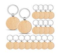 AWAOVV 100 Pcs Round Wood Keychain Blanks, Wooden Key Tag Blanks, DIY Key Rings Crafts, 4 CM Key Chain Blanks for Laser Engraving Keychain,DIY Craft Gift,Painting Craft