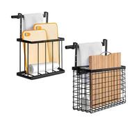 AWAOVV 2 Pack Cabinet Organizer with Towel Bar, Kitchen Cupboard Storage Basket, Over Door Shelf