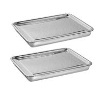 AWAOVV 2 Pcs Stainless Steel Sprouts Growing Kit Trays, Soil-Free Cultivation Germination Tray, Seedling Tray 2-Tier 10.4 Inch Microgreen Growing Kit, Stackable Seed Sprouting Tray with Mesh