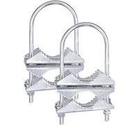 AWAOVV 2 Sets Heavy Duty Double Antenna Mast Clamp V-Jaw Bracket U Bolts, WiFi & TV Antenna Pipe Mounting Hardware, U Clamp Bolt Pole Mounting Bracket for Antenna