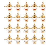 AWAOVV 20 Pcs Gold Plated Terminal Jack Plug, 3/8 Inch Socket Installation Audio Connection Terminal Chassis Socket, Female Socket Chassis Panel Connector for Amplifier Speaker