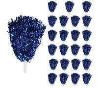 AWAOVV 24 Pcs Blue Cheerleading Pom Poms, Cheer Pom Poms Metal Foil with Plastic Handle for Cheerleader Dancing Party, Sports Events