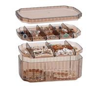 AWAOVV 3-Layer Jewelry Organizer Box for Earrings, Necklaces, Bracelets, Clear Plastic Bead Storage Containers for Crafts Easy Install Easy to Use B