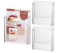 AWAOVV 3 Pcs A5 Wall Mounted Document Holder, Acrylic Magazine File Holder, Display Stand Folder Holder, Leaflet Holder Document Stand, Poster Holder Dispenser Flyer Holder Menu Holder