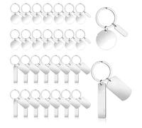 AWAOVV 30Pcs Stainless Steel Engraving Blanks, Key Labels Tags Dog Tags, DIY Laser Blanks Engraving Kit, Silver Keychain Blanks, Blank Stamping Tag Blanks for Engraving Stainless Steel Blank Key Ring