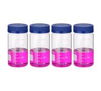 AWAOVV 4 Pack Reagent Media Storage Bottles, 500ml Borosilicate Glass Wide Mouth Graduated Round Bottles with GL32 Screw Cap