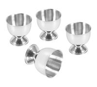AWAOVV 4 Pcs Egg Cups, Silver Stainless Steel Egg Tray, Boiled Egg Holder, Egg Holder Tray for Soft Boiled Eggs Kitchen Tool