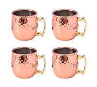 AWAOVV 4 Pcs Mini 2 Oz Moscow Mule Mugs Set, Stainless Steel Moscow Mule Mug, Espresso Mugs with Handle Handmade, for Cocktails Cold Drinks Barware