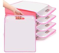 AWAOVV 5 Pack Scrapbook Paper Storage Organizer, 12 x 12" Pink Expanding Paper Storage Bag, Vinyl Roll Storage Portable Paper Container for Holding Scrapbook, Vinyl Paper, Cardstock