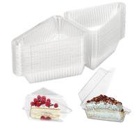 AWAOVV 50Pcs Cake Boxes, Disposable Cake Container with Hinged Lid, Individual Cheesecake Containers, Triangular Pastry Box, Bento Cake Boxes,Clamshell Triangle Sandwich Box for Pie/Salad/Cheese