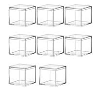 AWAOVV 8 Pieces Of Transparent Acrylic Plastic Square Jewelry Box Mini Storage Box with Lid Mini Square Container 120Ml