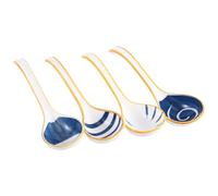 AWAOVV Ceramics Soup Spoons Set of Japanese Soup Spoon Long Handle Soup Spoons for Pho Ramen Noodles Wonton Dumpling Rice