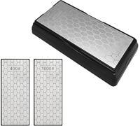 AWAOVV Double-Sided Diamond Sharpening Stone,Whetstone Honeycomb Plate with Non-Slip Base(400/1000 Grit)