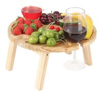 AWAOVV Folding Portable Picnic Table, Outdoor Fold Up Camping Camp Table Small Wood Wine Picnic Table,Small