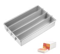 AWAOVV Rectangle Cake Tin, 12"x8" Battenberg Cake Pan, Adjustable Cake Tray, Non-Stick Cake Tin with Dividers, Aluminum Alloy Cake Pan for Baking