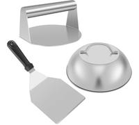 AWAOVV Smashed Burger Kit with Burger Cover, Round Burger Smasher and Large Spatula Turner, Burger Patty Maker, Grill Accessories Tools for Flat Top Griddle, Teppanyaki and Camping
