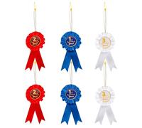Award Ribbons 1st 2nd 3rd Place Recognition Rosette Set Awards Blue Red White Badge Ribbons for Classroom Prize Science Fair Talent Show (6 Pcs)