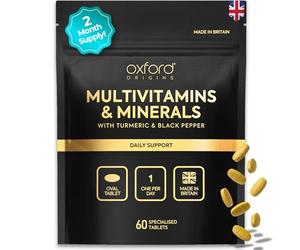 Award Winning A-Z Multivitamins and Minerals Boosted with Turmeric | Made in The UK | Vegan Multivitamin Tablets for Women & Men | 100% NRV Multivitamin with 28 Key Nutrients (60 Count)