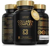 Award Winning Collagen Complex | Made in the UK | Hydrolysed Collagen Supplements for Women & Men Enhanced with High Absorption Hair Skin and Nails Vitamins A, C & E | 180 Capsules