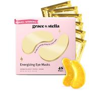 Award Winning Under Eye Mask - Reduce Dark Circles, Puffy Eyes, Undereye Bags, Wrinkles - Gel Under Eye Patches, Vegan Cruelty-Free Self Care by grace and stella (48 Pairs, Gold)