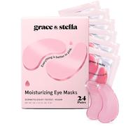 Award Winning Under Eye Mask - Reduce Dark Circles, Puffy Eyes, Undereye Bags, Wrinkles - Gel Under Eye Patches, Vegan Cruelty-Free Self Care by grace and stella (24 Pairs, Pink)