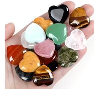 AWARDSEN 10 Pcs Healing Crystals Heart Stones, Polished Love Hearts Gemstones, Natural Palm Crystal Gifts for Women, Chakra Crystals Set, Valentine Gifts for Her