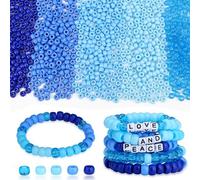 AWARDSEN 1000 Pcs Blue Beads 6x9 mm Blue Bead for Necklace Weave Hair Braids DIY Crafts Bracelet Key Chains Homemade Gifts