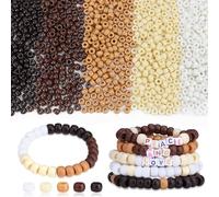 AWARDSEN 1000 Pcs Brown Beads,6x9 mm Brown Pony Beads Bead for Weave Hair Braids DIY Crafts Bracelet Necklace Key Chains Homemade Gifts