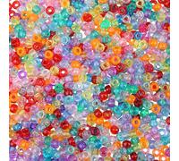 AWARDSEN 1000 Pcs Glitter Pony Beads, Pony Beads Bulk Plastic Craft Bead Coloured Mixed Assorted for Weave Hair Braids DIY Crafts Bracelets Necklaces Jewellery Making