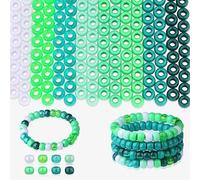 AWARDSEN 1000 Pcs Green Beads, 6x9 mm Pony Beads Gradient Woodland Forest Greens Whites Mix for DIY Keychains Beaded Bookmarks Forest Scene Ornaments Nature Gifts