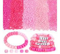 AWARDSEN 1000 Pcs Pink Beads, 6x9 mm Pink Pony Beads Bulk Assorted for Bracelet Weave Hair Braids Necklace Key Chains DIY Crafts Homemade Gifts