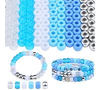AWARDSEN 1000 Pcs Pony Beads 6×9 mm Ice Blue Beads Acrylic Bead for Beach Bracelets Necklaces Weave Hair Braids DIY Craft Summer Blue Ocean Themed Jewellery Making