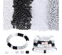 AWARDSEN 1000 Pcs Pony Beads, 6x9 mm Black Pony Beads Bulk Black Bead for Bracelet Making Necklace Weave Hair Braids Key Chains DIY Curtain Tie Backs Homemade Gifts