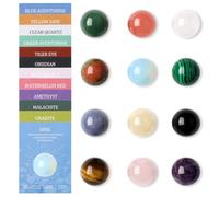 AWARDSEN 12 Pieces Polished Natural Crystal Sphere Balls Kit, Natural Gemstone Healing Small Chakra Energy Crystal Ball for Meditation, Home Desk Decor, Spiritual Gifts for Women Men