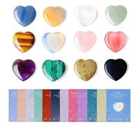 AWARDSEN 12PCS Heart Crystals Healing Crystals and Stones 1 inch Amethyst Rose Quartz Love Stones Set Energy Balancing Stones Meditation Polished Stone Valentines Day Gifts Crystal Gifts for Women