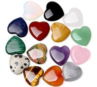 AWARDSEN 15 Pcs Healing Crystals Heart Stones, Polished Palm Crystal Gemstones, Natural Love Hearts Crystal Gifts for Women, Chakra Crystals Set, Valentine Gifts for Her