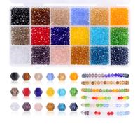 AWARDSEN 1800 Pcs Embroidery Beads 4mm Sparkly Coloured Glass Beads Crystal Bead for Bracelet Making 18 Colors Acrylic Bead for Crafting DIY Kit