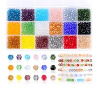 AWARDSEN 1800 Pcs Sparkly Coloured Embroidery Beads 4mm Small Glass Beads Crystal Bead for Bracelet Making 18 Colors Acrylic Bead for Crafting DIY Kit