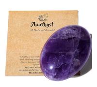 AWARDSEN 2.4" Large Amethyst Crystal Stone Polished Palm Stone Healing Crystals 0.7" Thick Natural Reiki Gemstone Worry Stone Energy Balancing Anxiety Stress Relief Meditation