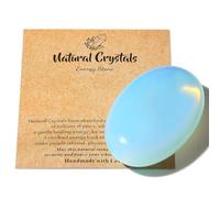AWARDSEN 2.4" Large Opal Crystal Stone White Polished Palm Healing Crystals Gemstones 0.7" Thick Natural Reiki Gemstone Worry Stone Energy Balancing Anxiety Stress Relief Meditation