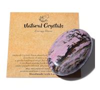 AWARDSEN 2.4" Large Rhodonite Crystal Stone Polished Palm Stone Healing Crystals 0.7" Thick Natural Reiki Gemstone Worry Stone Energy Balancing Anxiety Stress Relief Meditation