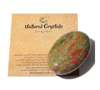 AWARDSEN 2.4" Large Unakite Crystal Stone Polished Palm Stone Healing Crystals 0.7" Thick Natural Reiki Gemstone Worry Stone Energy Balancing Anxiety Stress Relief Meditation