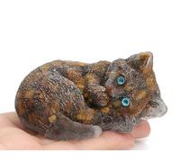 AWARDSEN 2.95" Cat Ornaments Tigers Eye Crystals Cat Statue Cute Cat Gifts for Women Desk Accessories Cat Memorial Gifts Cat Lovers Gifts