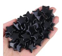 AWARDSEN 20 Pcs Black Obsidian Crystal Star Gemstones Set Healing Crystals Natural Black Star Stones Reiki Protection Polished Stones Meditation Energy Balancing Crystal