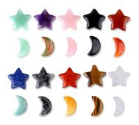 AWARDSEN 20 Pcs Crystals and Gemstones Healing Crystals Moon and Stars Stones Anxiety Relief Natural Polished Chakra Crystal Set Mindfulness Gifts Stocking Fillers for Women