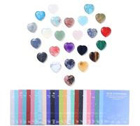 AWARDSEN 24Pcs Heart Healing Crystals Set, Natural Gemstones Healing Stones, Reiki Polished Pocket Stones, Spiritual Gifts for Women, Easter Birthday Party Favours with 24PCS Cards