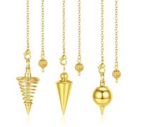 AWARDSEN 3 PCS Metal Pendulum, Copper Products Golden Metal Dowsing Pendulum Set for Dowsing, Divination, Wicca Supplies, Energy Balancing, Reiki Gifts