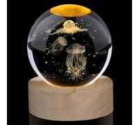 AWARDSEN 3D Jellyfish Crystal Ball Jelly Fish Light Lamp Crystal Gifts for Women Jellyfish Paperweight Glass Ornaments Animal Ornaments Cute Figurines Gifts