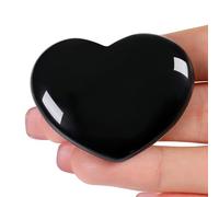 AWARDSEN 45 mm Black Obsidian Crystal Heart, Big Healing Crystals Stone, Natural Love Hearts Gemstones, Pocket Palm Stones for Anxiety Relief, Crystal Gifts for Women, Valentines Day Gifts for Her
